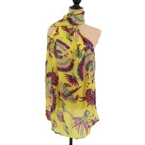 NWT Yellow Purple Dream Catcher Scarf Wrap Shawl Lightweight Boho Colorful‎